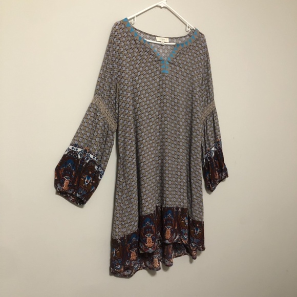 Umgee + Mixed Boho Print Dress Size 1XL (B) - Picture 3 of 5